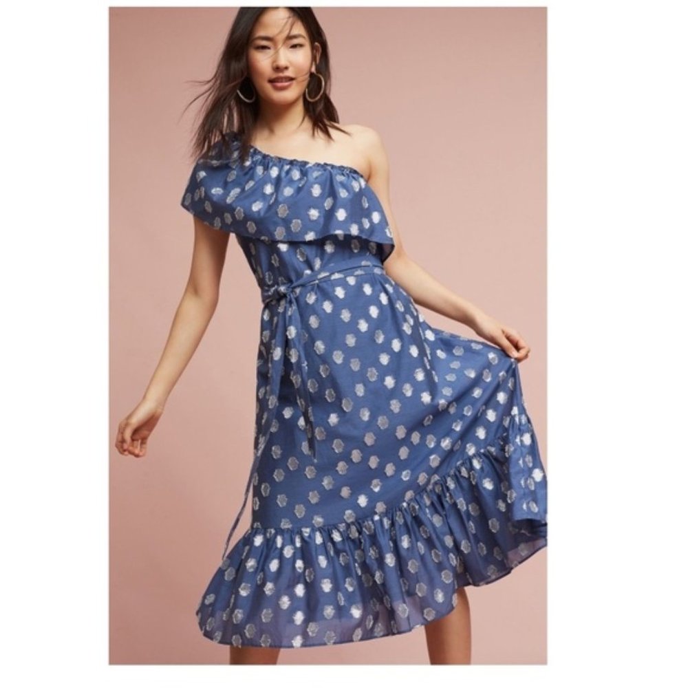 Anthropologie Shoshanna Mykonos One-Shoulder Dress - Picture 8 of 8